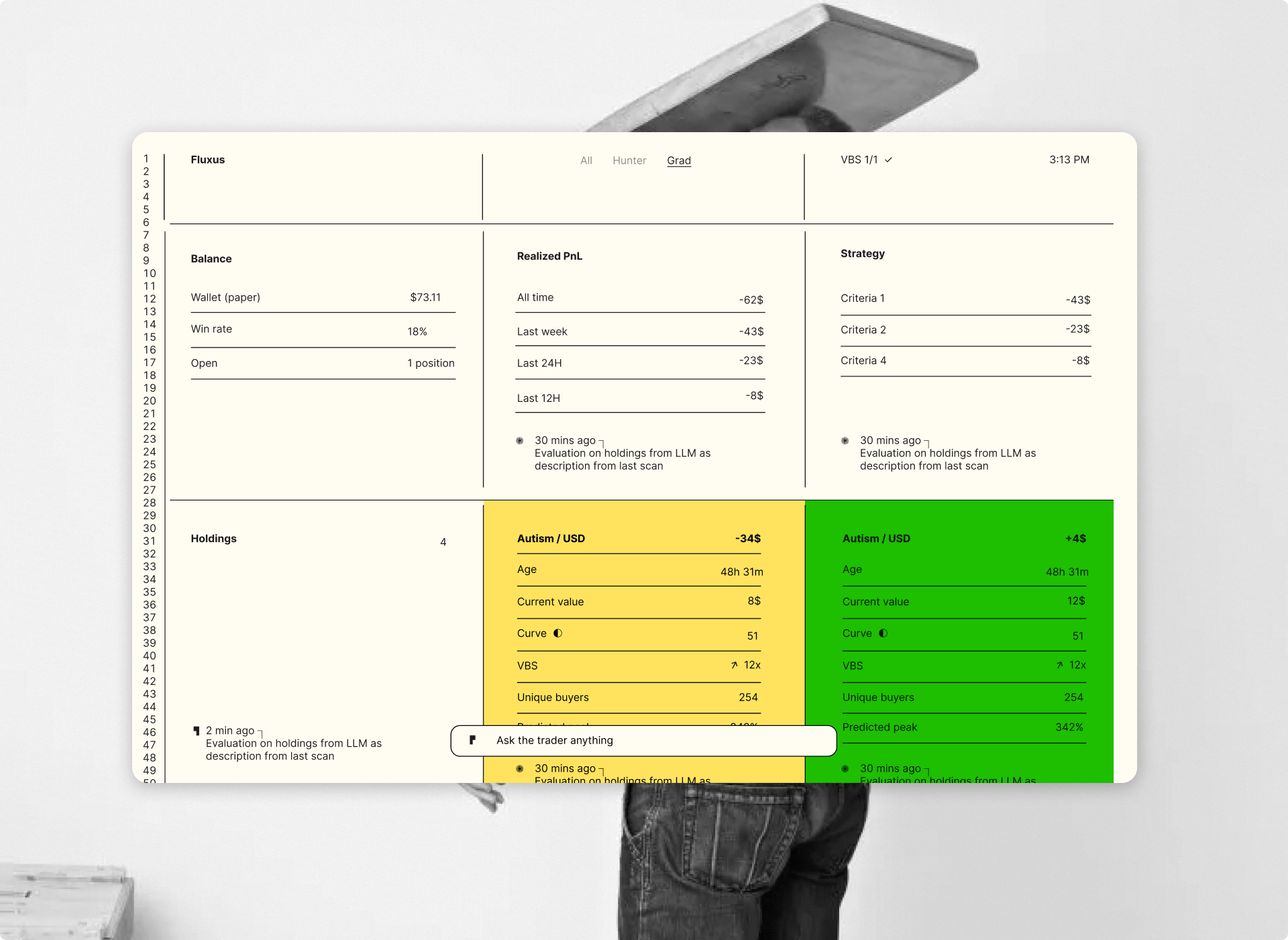 Fluxus trading dashboard