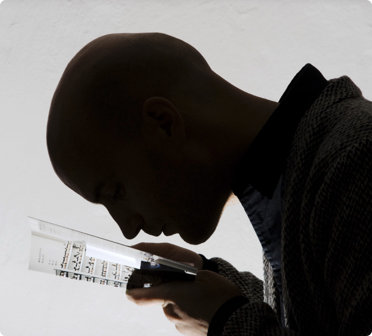 Person reading publication